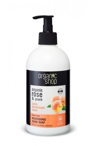 Organic Shop Organic Shop - Ruža a broskyňa - Výživné mydlo na ruky 500 ml 500 ml