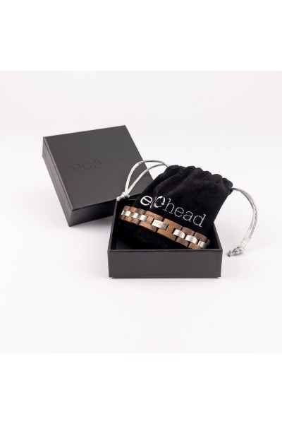 Ecohead Náramok na ruku - Brown Silver s krabičkou gift box
